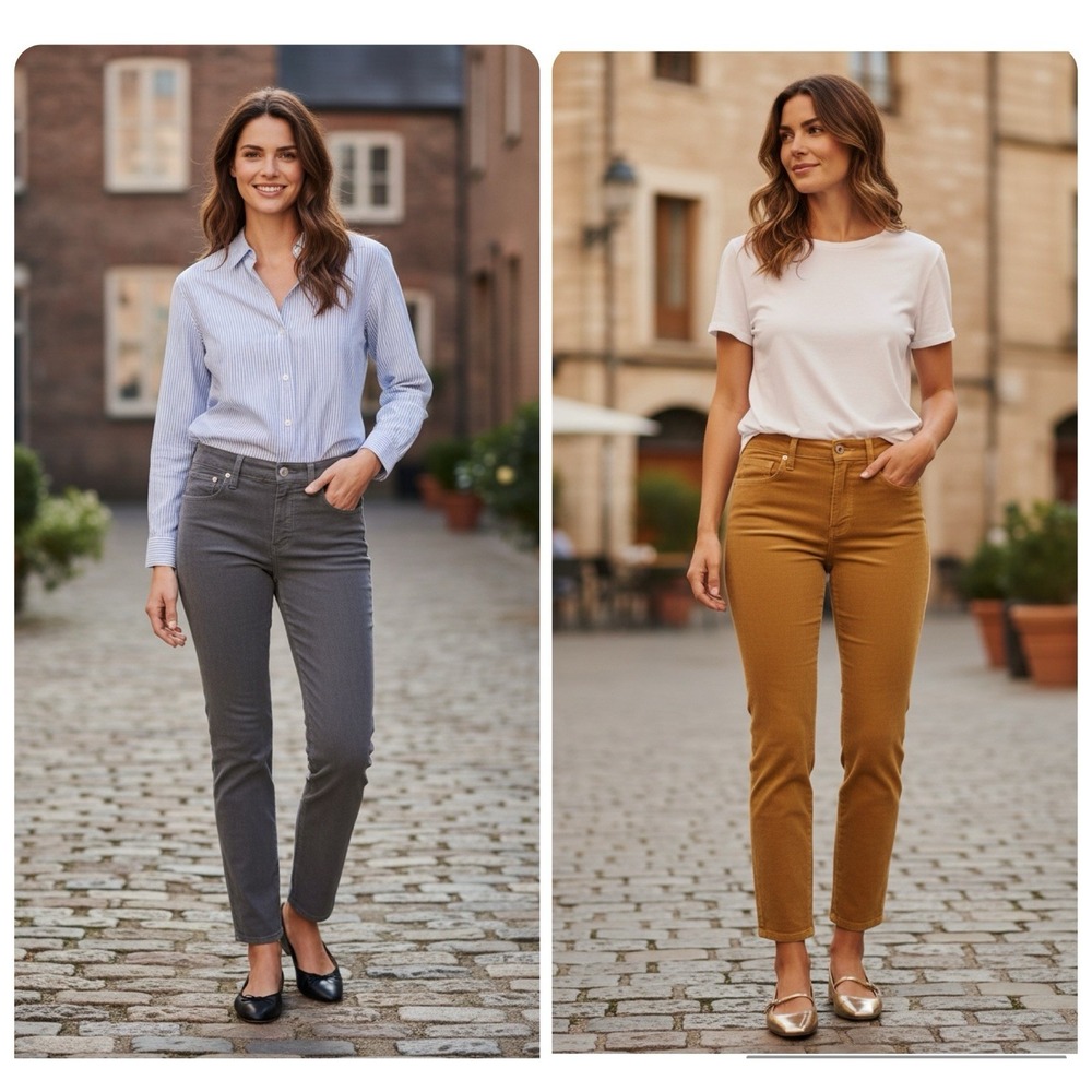 Lot J.Crew Womens Vintage Straight 9" Pinwale Corduroy Pants Grey & Tan Size 29